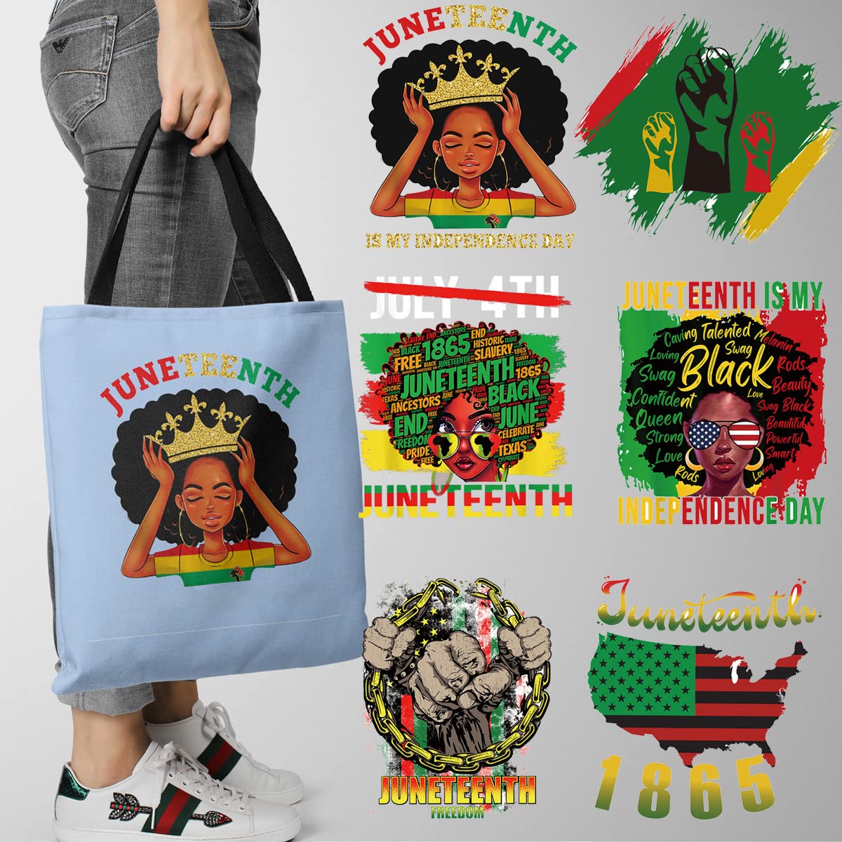 Transferts thermocollants Juneteenth lot de 6 pour personnaliser facilement vos vêtements ternes