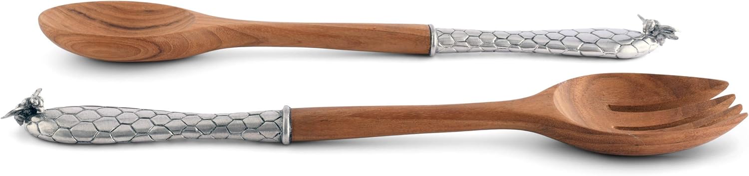 Vagabond House Pewter Little Bees Salad Server Set 13 inch Long