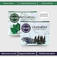 Vista 210 de TRUMIRI Incense Cones - Combo Pack of 20 Cone Incense - 10 Nag Champa + 10 Palo Santo - Insence Cones - Incense Cones Scented - Cone Incense Scents