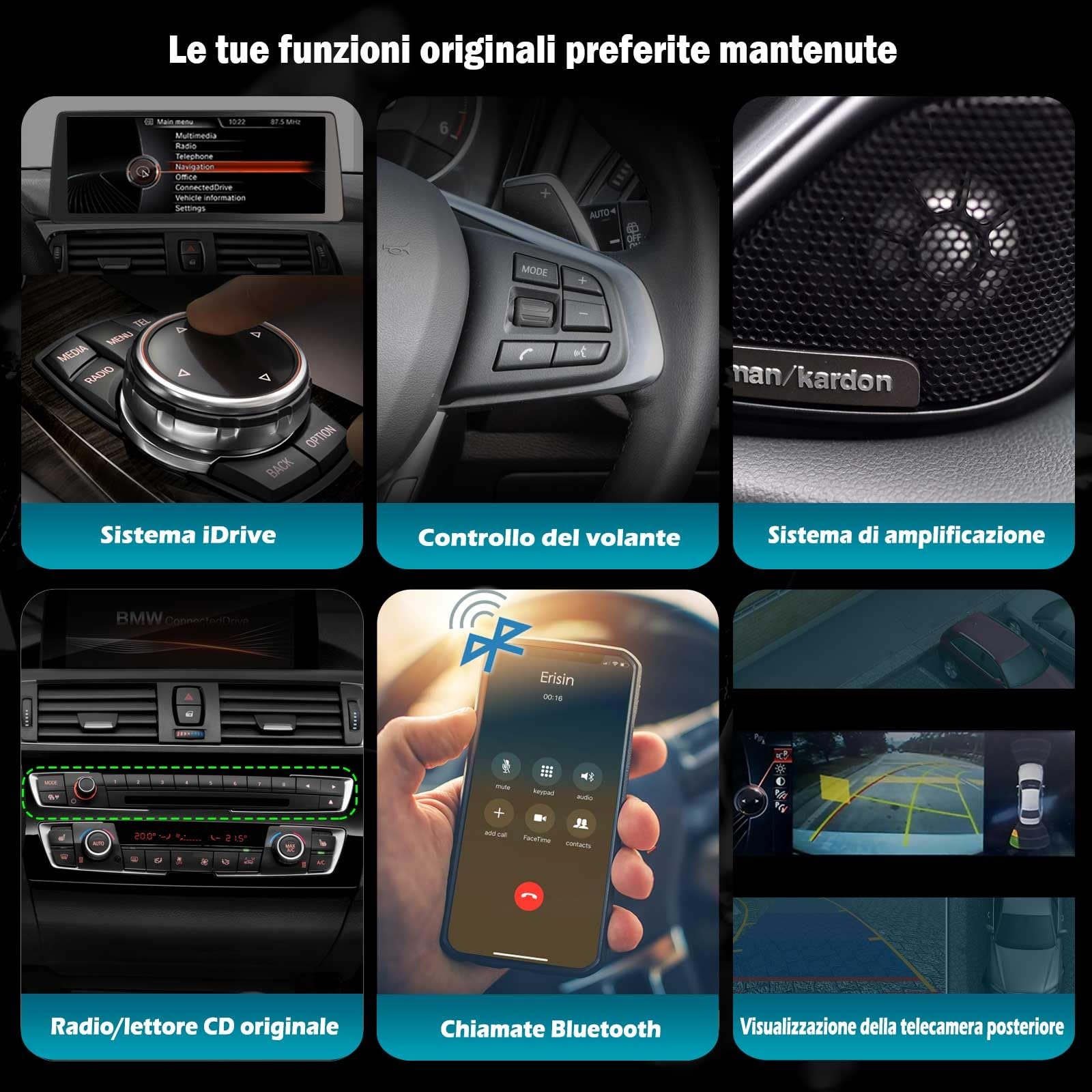 12,3" 8-Core 8GB+128GB Android 15 Autoradio Navigatore GPS per BMW Serie 3 F30 F31 F34 Serie 4 F32 F33 F36 M3 F80 M4 F82 Sistema NBT iDrive CarPlay Android Auto Bluetooth 5.1 WiFi iDrive Canbus DSP 2K