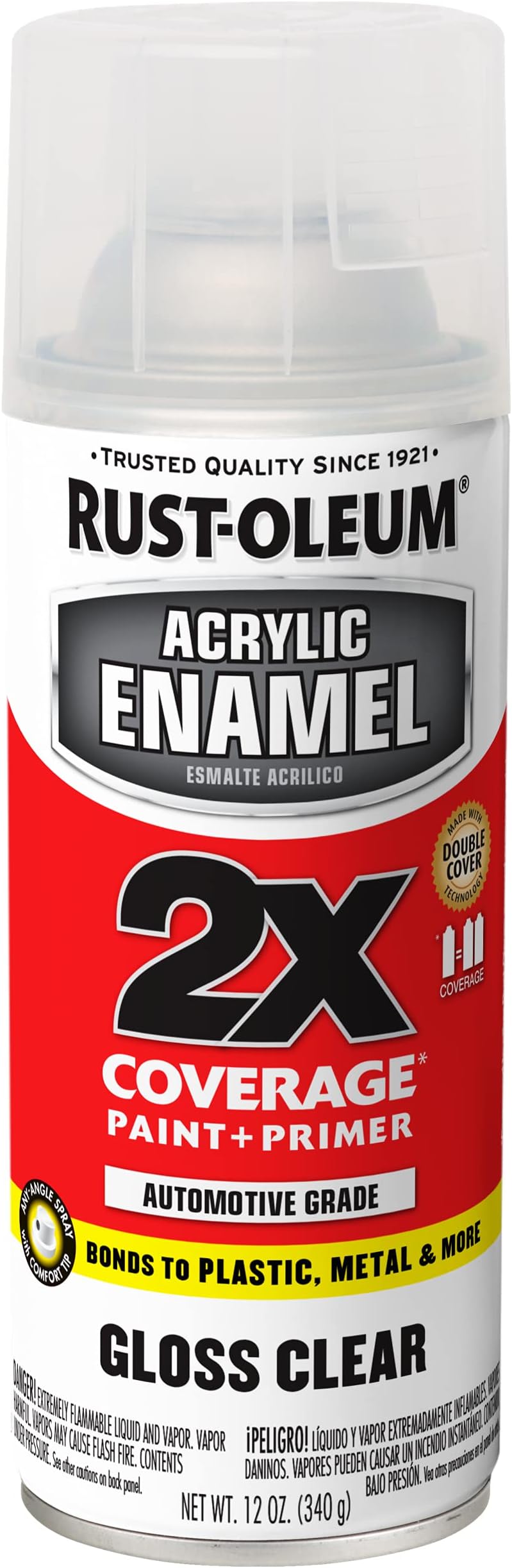 271913 Acrylic Enamel 2X Spray Paint, 12 oz, Gloss Clear