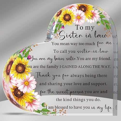 Miniatura 8 de Regalos para hermanas de la hermana, placa de corazón de acrílico, recuerdo inspirador, pisapapeles, regalo lado a lado o Miles Apart Sisters Will