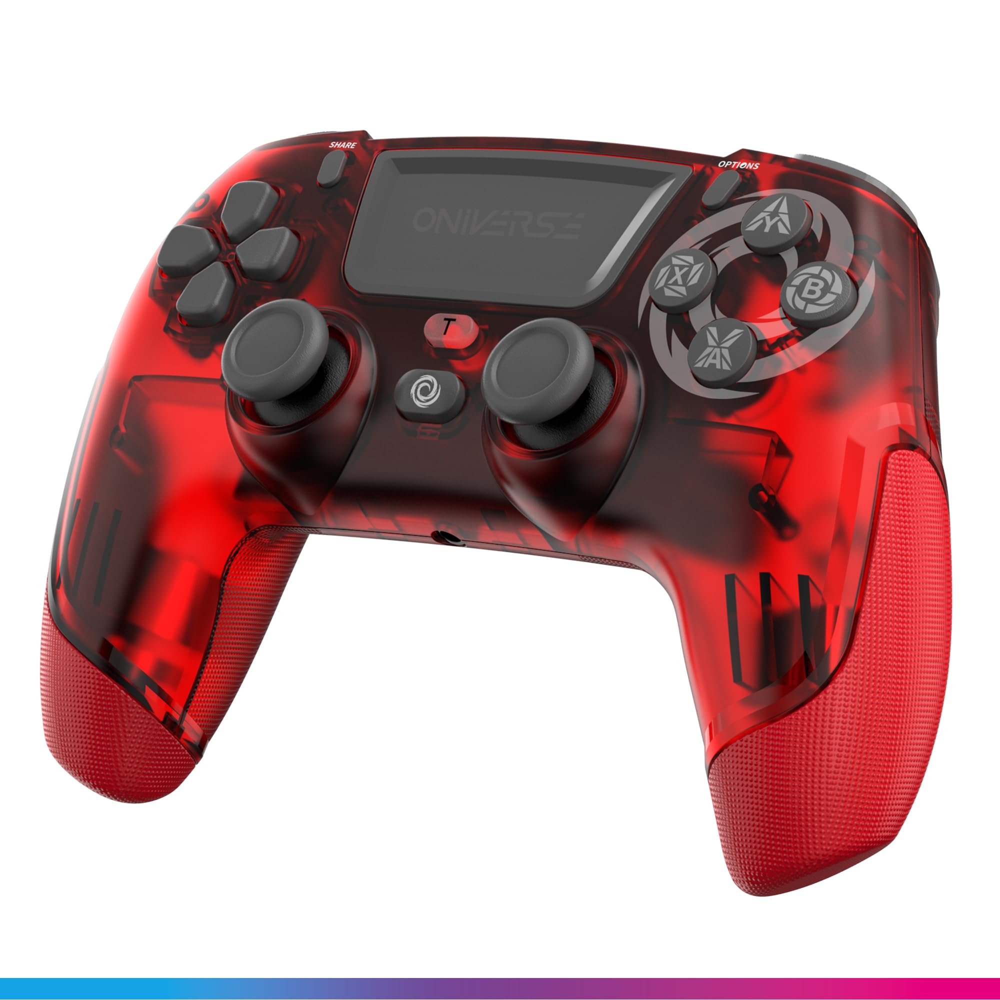 Oniverse Controller Wireless per PS4 PS3 PC ANDROID iOS, Uscita Cuffie, Joystick Hall Effect, Batteria Ricaricabile 1000mAh, Pulsanti Macro, Modalità Turbo, Wake Up, Giroscopio 6 Assi, Revolt Mars Red