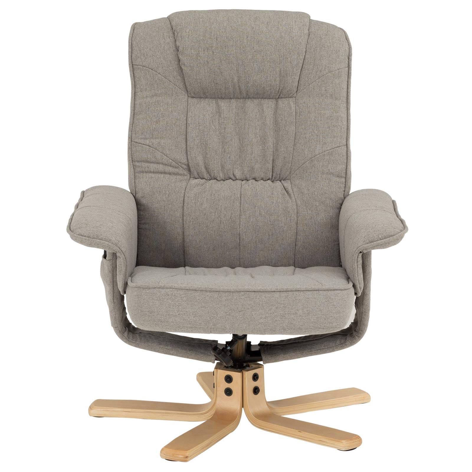 IDIMEX Fauteuil de Relaxation Charly avec Repose-Pieds Pouf, siège pivotant et Dossier inclinable, Assise rembourrée Confortable et Relax, revêtement en Tissu Gris