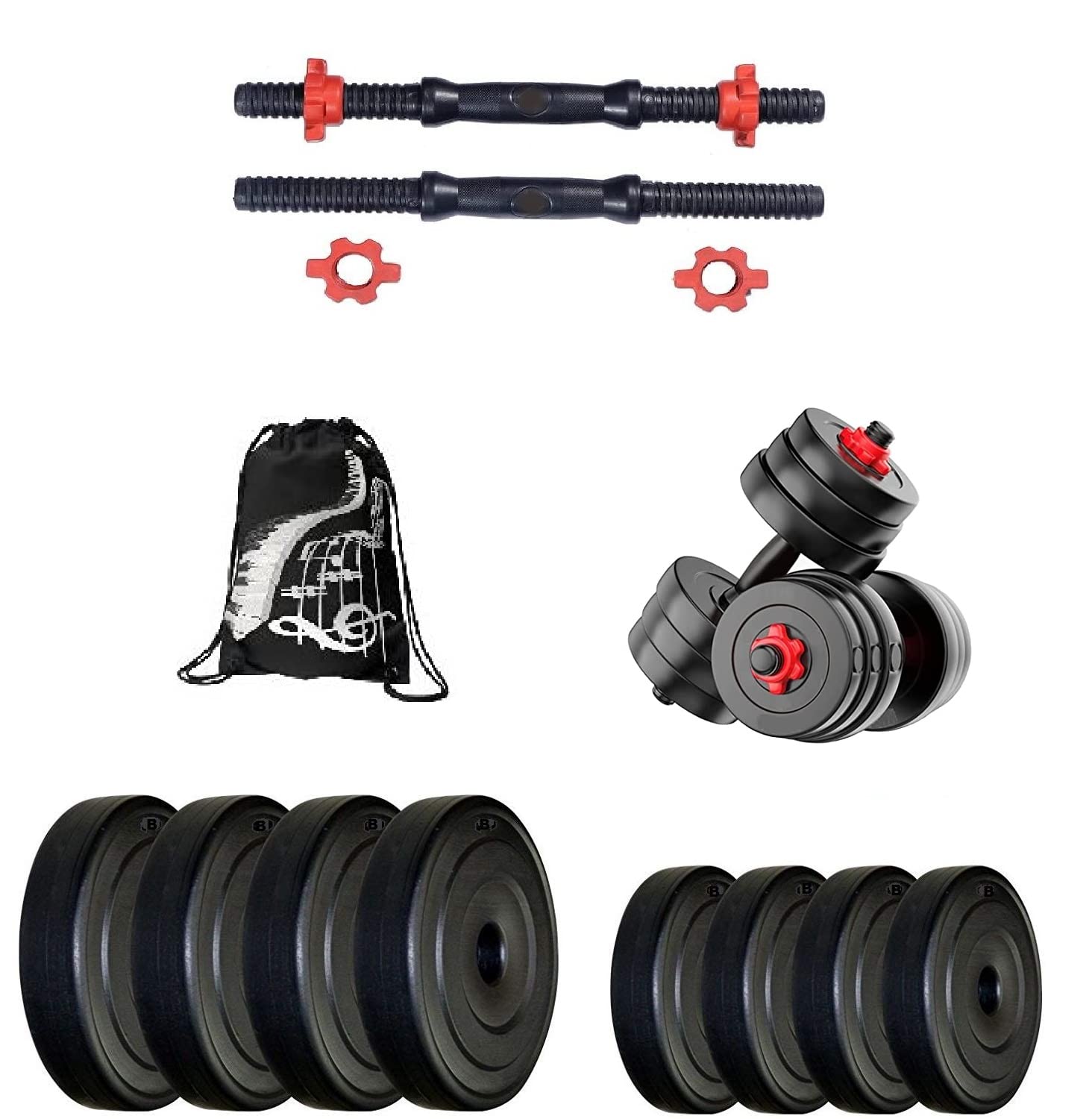 Bodyfit Dumbbell Set, Home Gym Set, 2 Adjustable New D.Rods, 8kg-50kg) Weight Plates, Home Gym Set, Gym Equipment's, Exercise Set. (8Kg Gym Plates(2kgx4))-picture-16