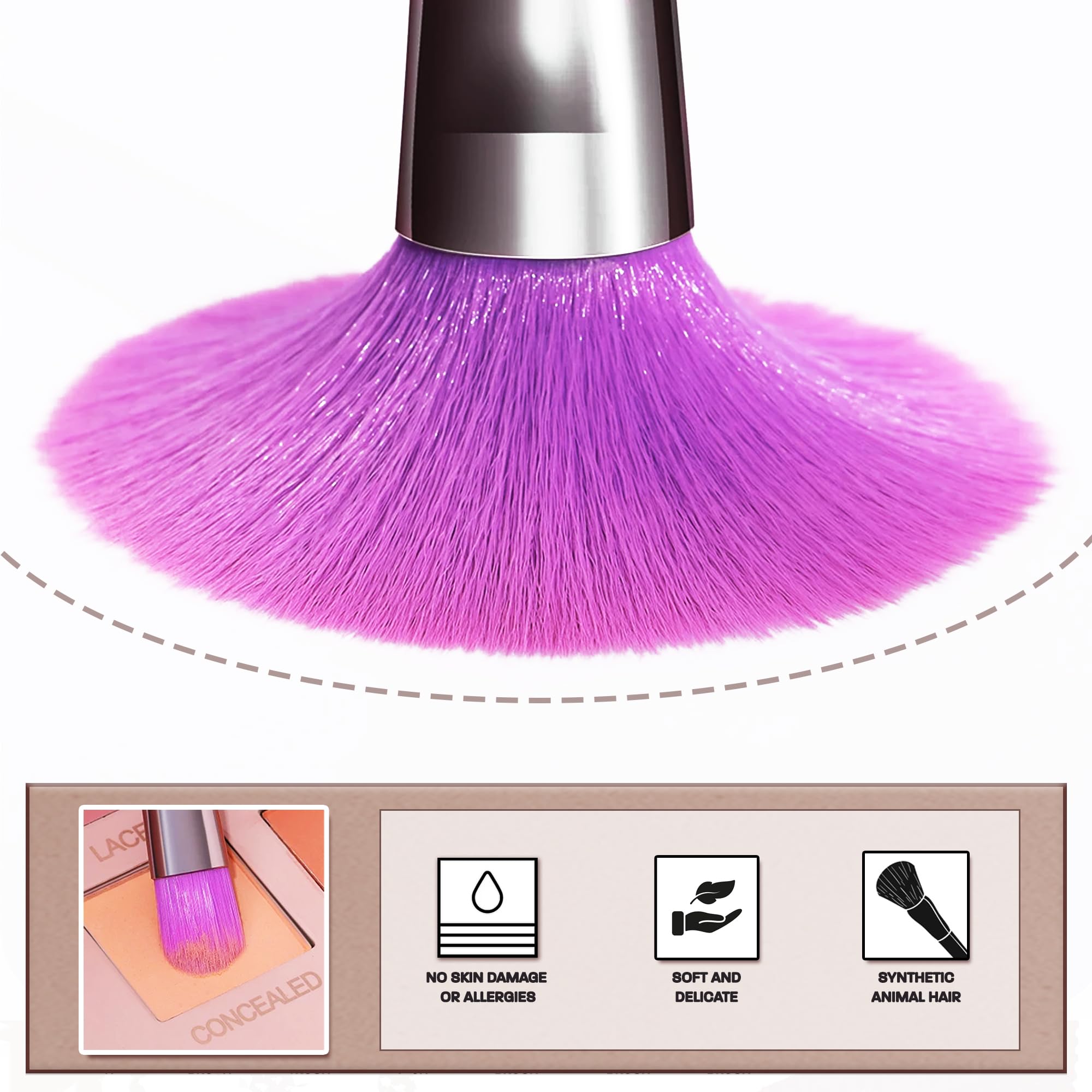 Professional Makeup Brushes Set 40 Pcs Synthetic Bristles Quality Concealer Brush Eyeshadow Brush Blush Brushes Makeup Brush Makeup Brush (Lilac) - Image 3