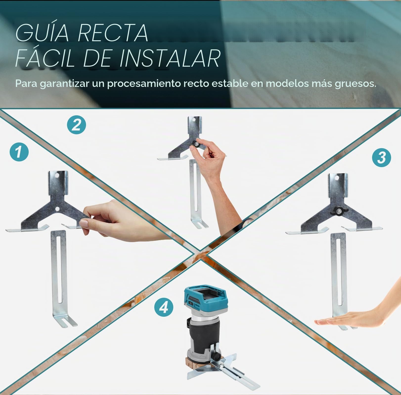 Router inalámbrico compatible con batería Makita 18 V (sin bateríe), recortadora de madera 800 W 6 velocidades, guía recta, rueda guía, 15 brocas fresado, conducto de polvo