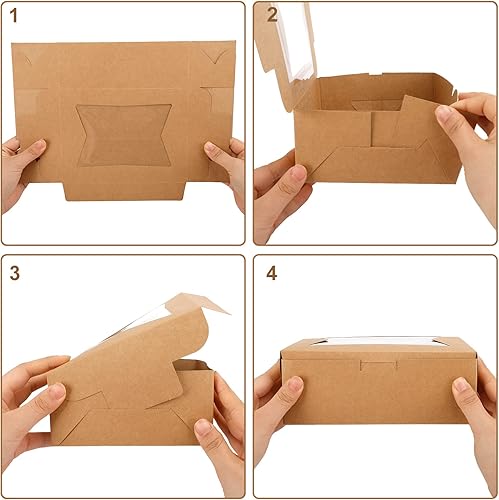 Miniatura 4 de Moretoes 32 cajas de galletas, cajas de panadería de 8 x 6 x 2.5 pulgadas con ventana de 3 estilos, para fresas de chocolate, postres, rosquillas,