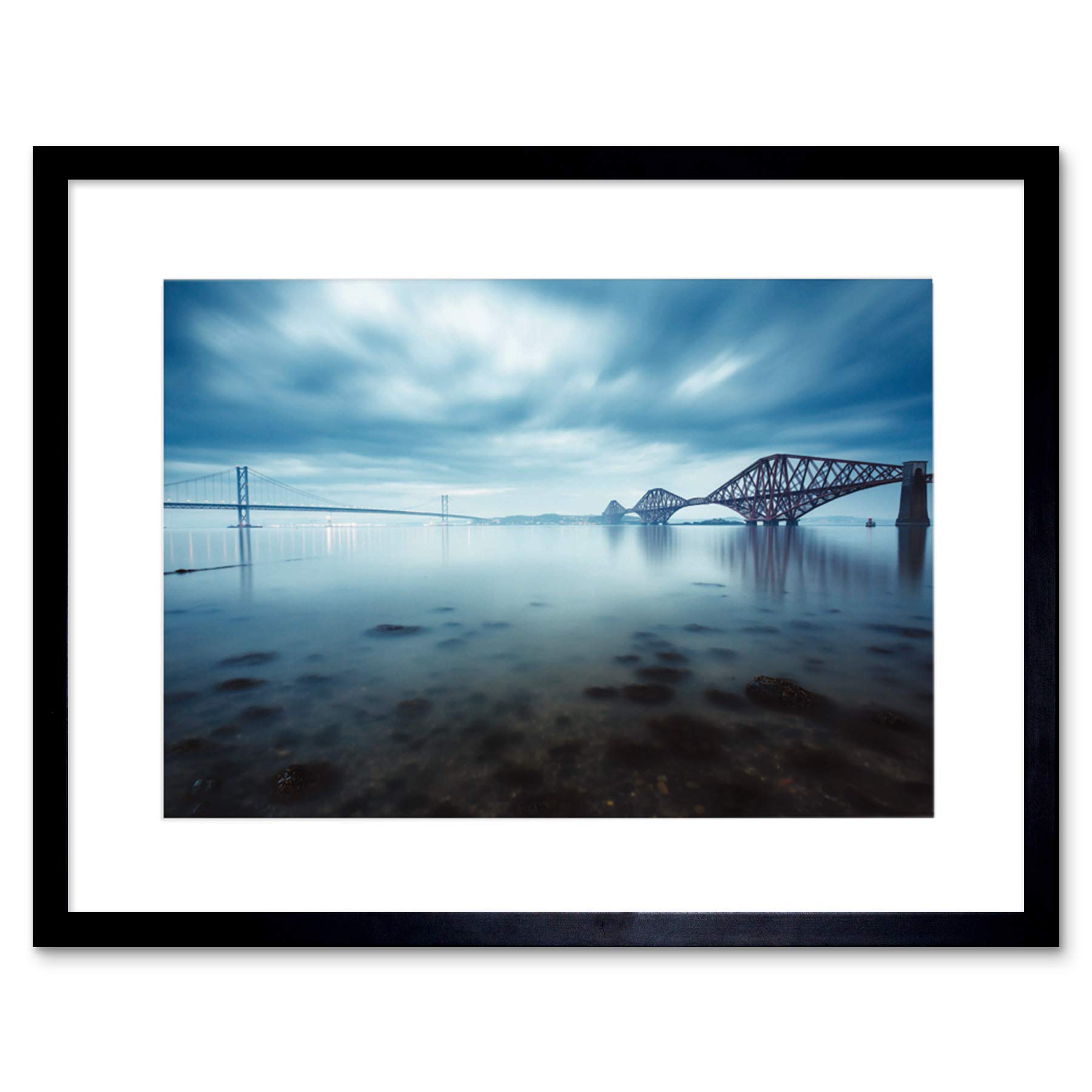 Wee Blue Coo Forth Bridges Edinburgh Scotland Picture Framed Wall Art Print