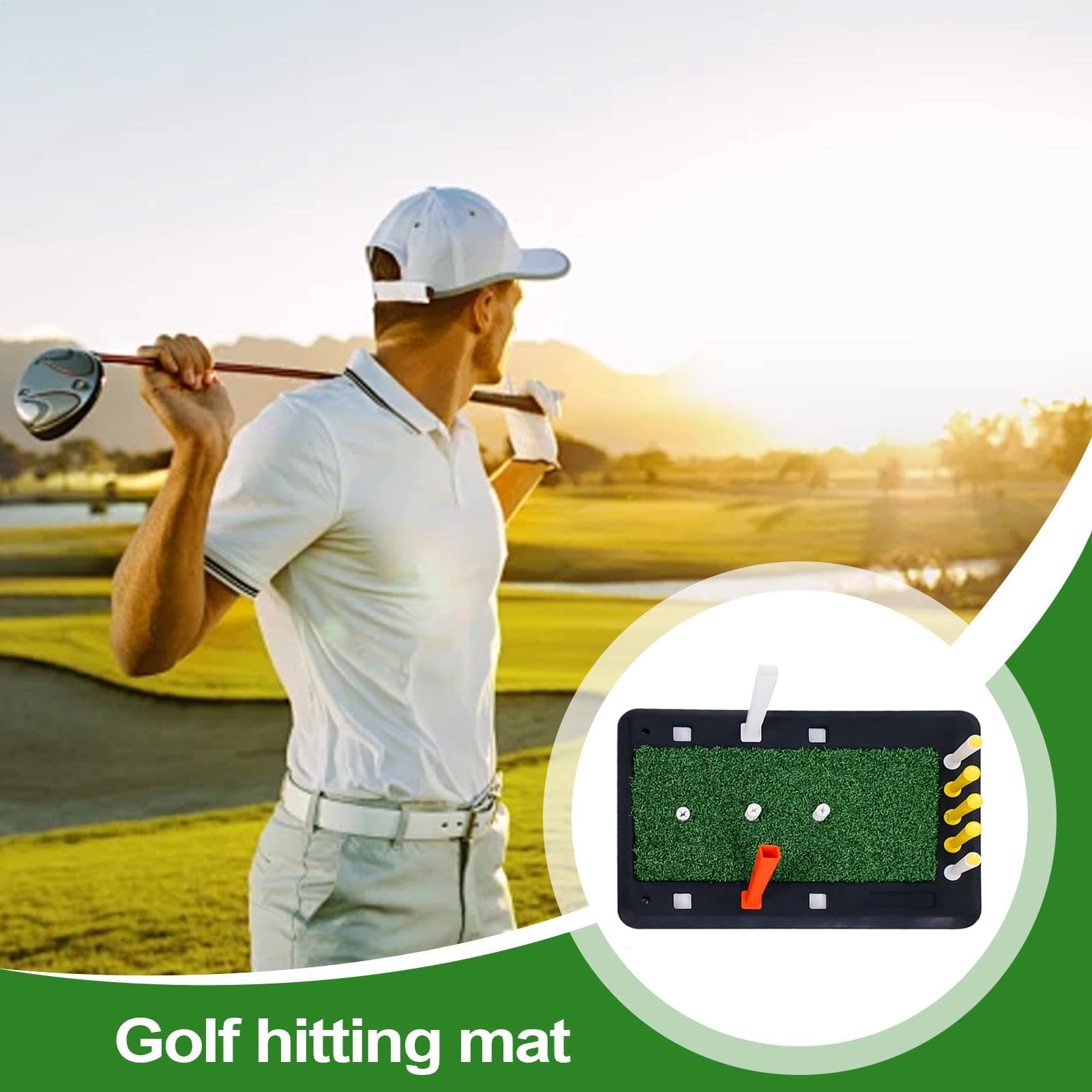Mata do huśtawki do ćwiczeń golfowych, mata do huśtawki do ćwiczeń | Gumowa mata chroniąca przed odpryskami Antypoślizgowy, przenośny, mały sprzęt do gry w go