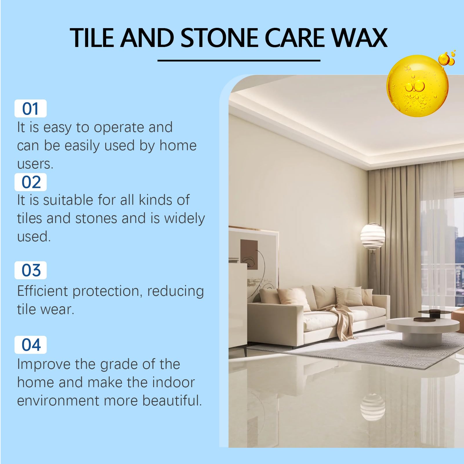 Cera de Pulido para Mármol,Cera para Pulir Piedra,Herramienta Eficaz de de Cuarzo con Acabado,Natural Stone Care,Protección De Pulido De Piedra,100G