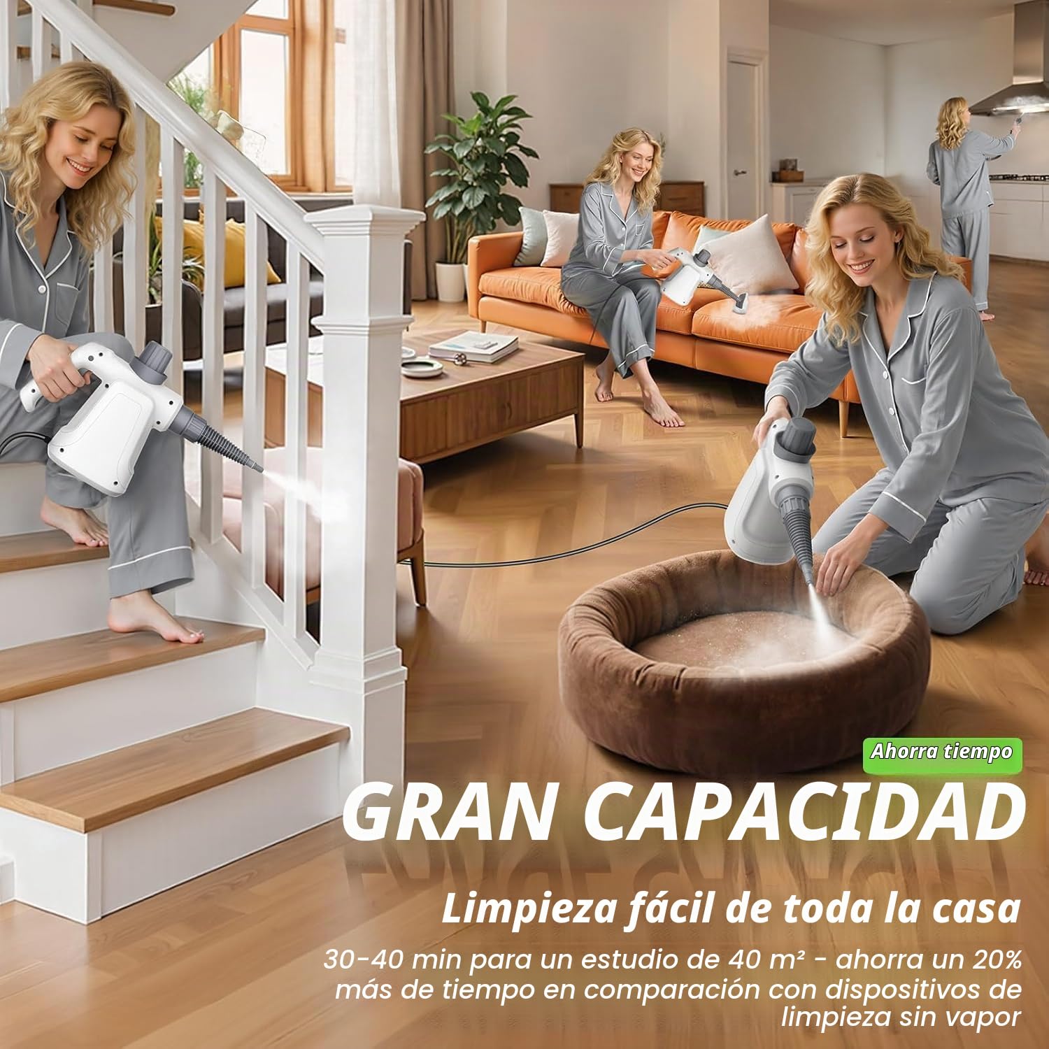 Vaporeta Limpieza Hogar Potente Limpiador a Vapor Steam Cleaner Vaporeta de Mano Vaporix Vaporyx Portátil Profesional para Limpiar Cocina, Baño, Juntas, Ventanas y Grasa, 3,2 Bar,400ml