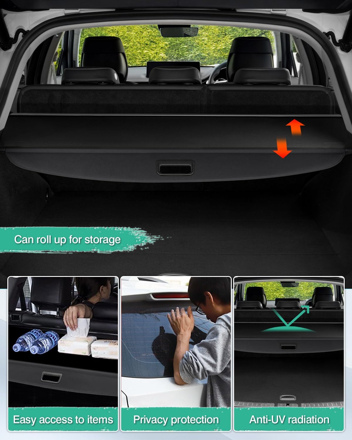 Powerty Cargo Cover for 2022-2025 2026 Genesis GV70 Retractable Trunk Cover Trunk Shielding Shade for GV70 Accessories Cargo Luggage Cover No Gap