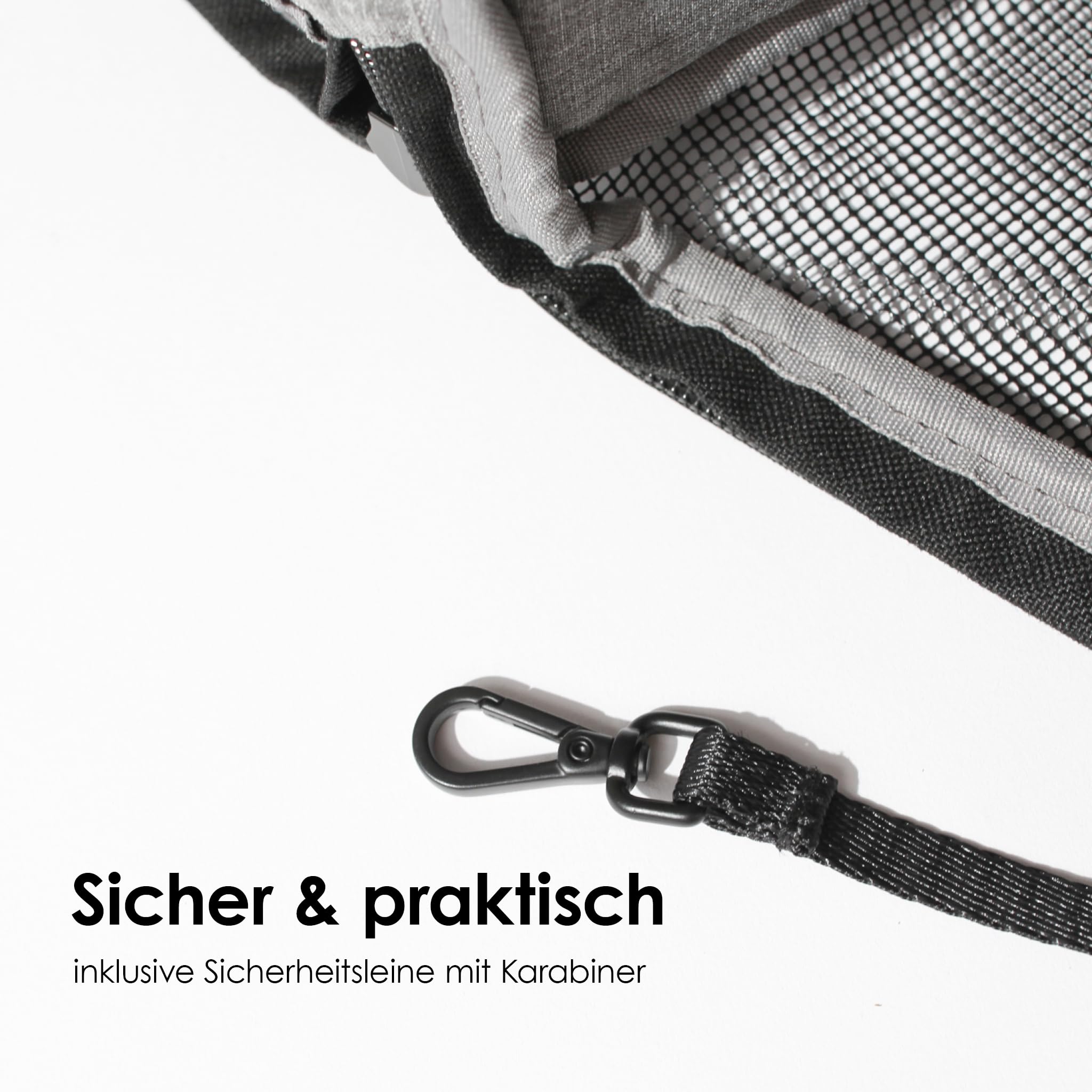 LucyBalu® Check-IN Katzentransporttasche flugtauglich I Tragetasche aus recyceltem Material I Netzfenster & Sicherheitshaken I waschbares Inlay I Sand