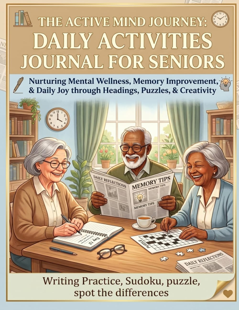 Daily Brain Activities & Memory Workbook For Senior Citizens: Daily Headline Writing Practice with Memory Boost Activities