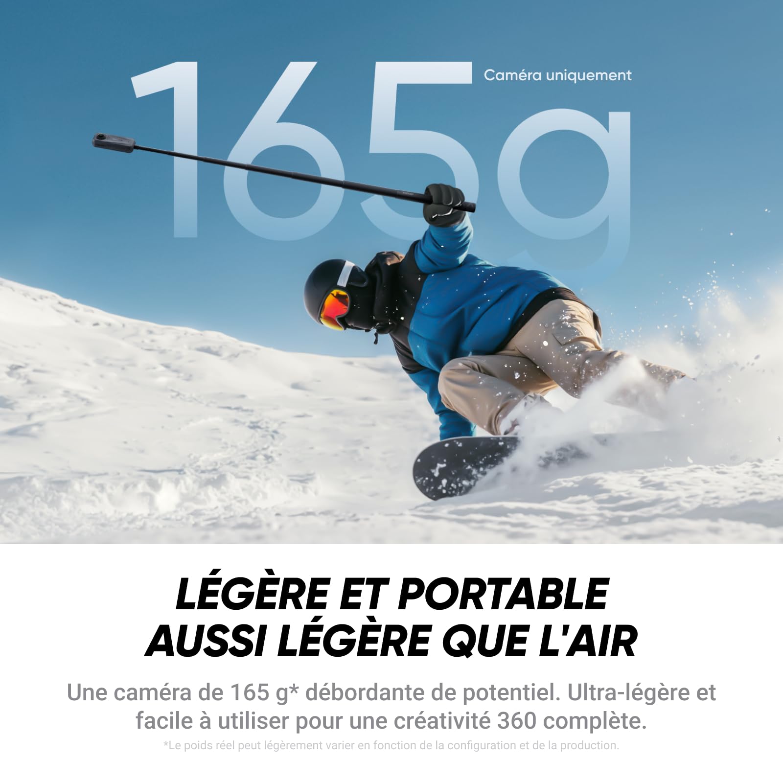 Insta360 X4 Air Pack démarrage Noir Graphite - Caméra 360 8K, Appareil Photo vidéo étanche léger 165g, Perche à Selfie Invisible, objectifs remplaçables, Pare-Vent, dashcam pour vlog, Moto
