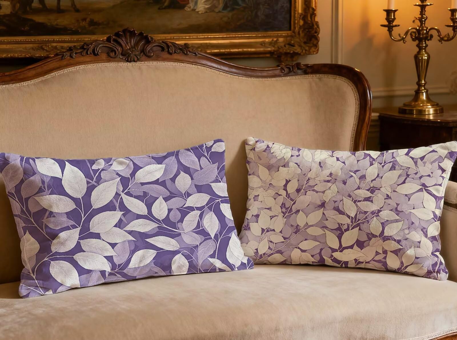 Housse de coussin violet 50x70cm lot de 2 velours oreiller canapé
