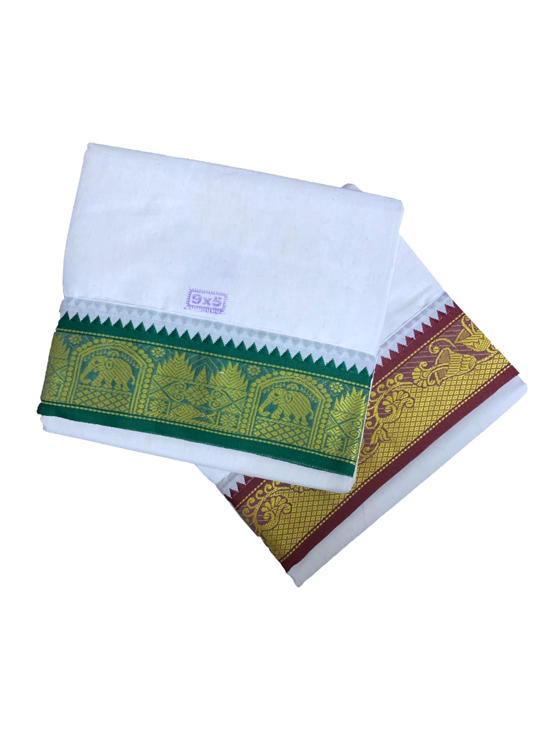 Mens Panchakacham 9X5 Bleached Cotton White Colour Dhoti + Towel set (WHITE)-Pack of 2-image-21