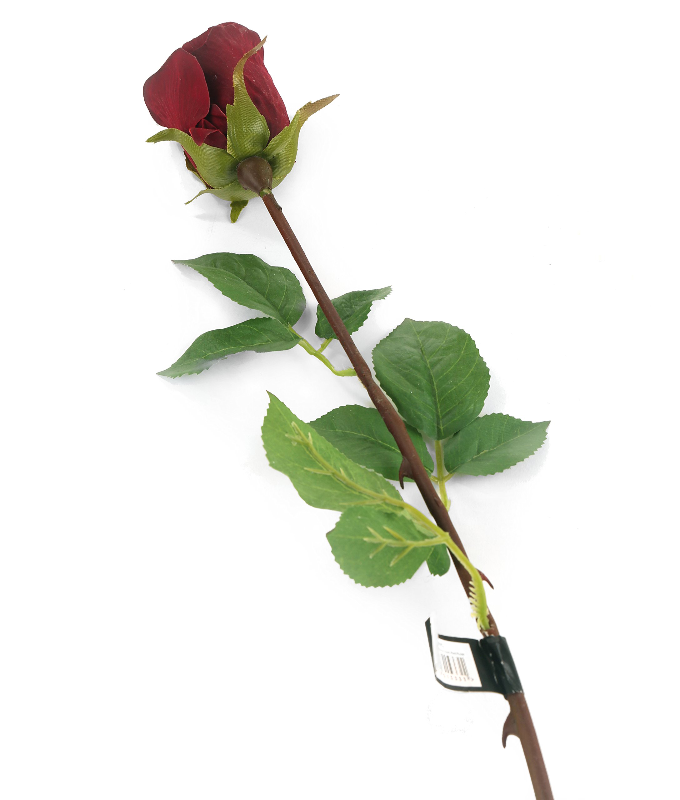 Floral Elegance Artificial 52cm Single Stem Closed Bud Burgundy Rose Flowers x 6, Half a Dozen