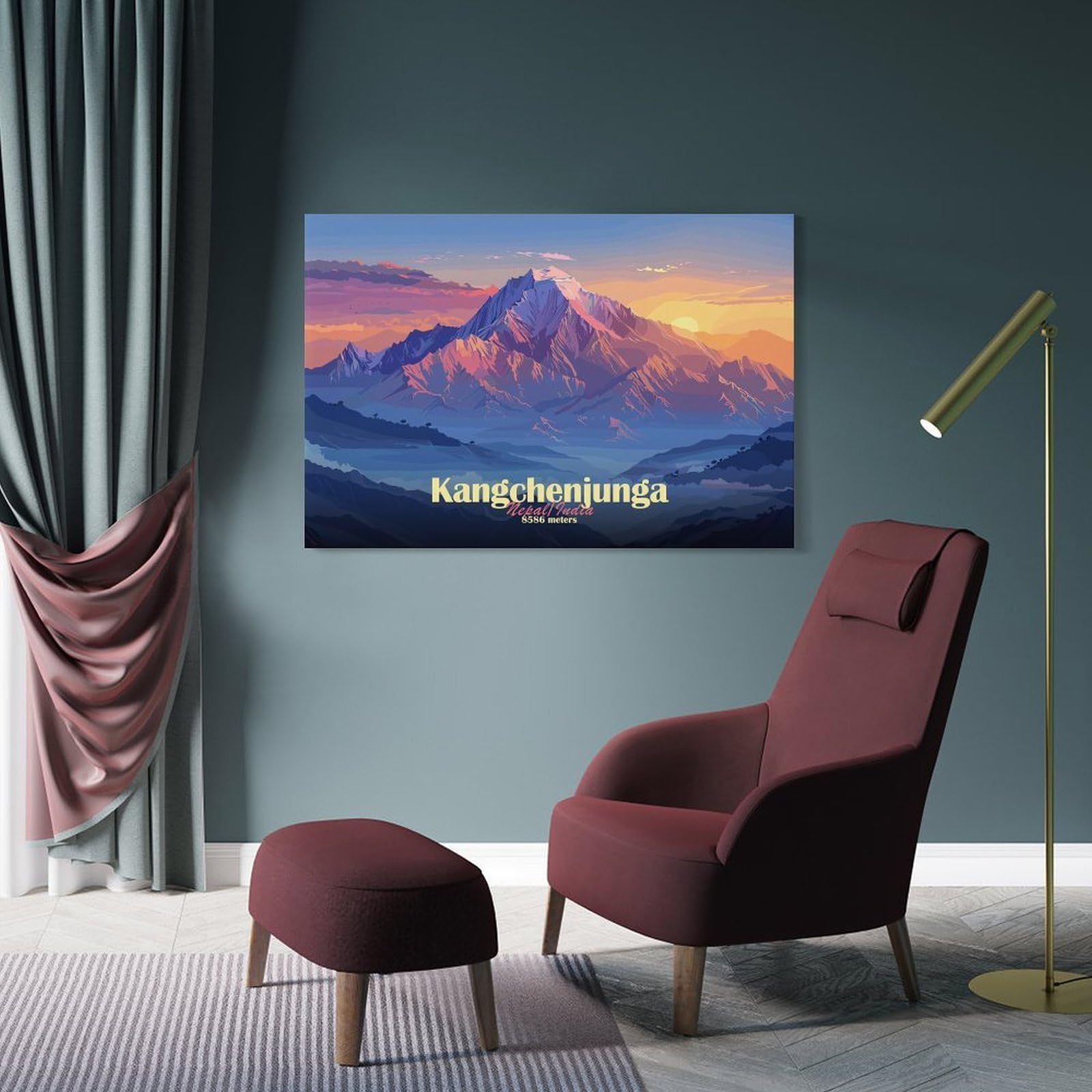 Junmoney Wall Art Print Kangchenjunga Mountain, 20x30inch(50x75cm), for Bedroom Decor, Cosy Corners Or Studios, Decorative Wall Art for Cosy Rooms