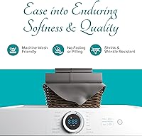 Vista 6 de Carressa Linen Funda de edredón 100% algodón egipcio, tamaño Queen, 800 hilos, 3 piezas, color gris oscuro, funda de edredón de algodón egipcio