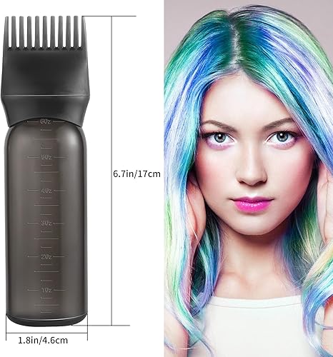 Miniatura 2 de Paquete de 2 botellas aplicadoras de peine de raíz, aplicador de aceite de 6 onzas para teñir el cabello, cepillo aplicador de botella de aceite de