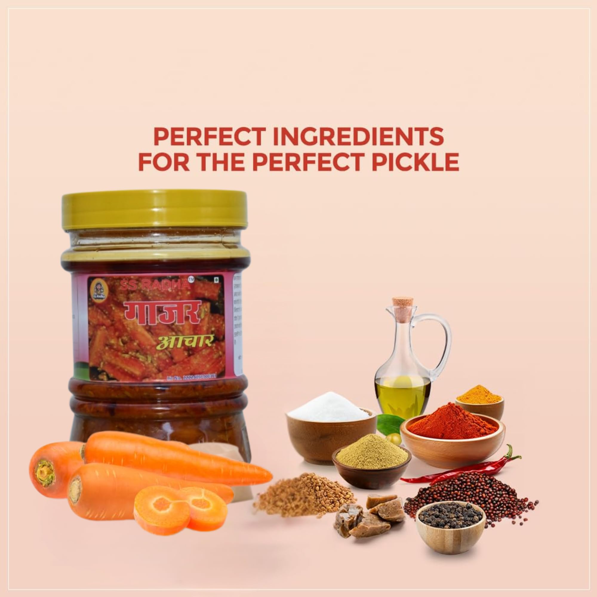 SS Radha Carrot Pickle β Authentic Indian Homemade Pickle, Spicy & Tangy | Gazar Ka Achar | Lohargal Ka Prasidh Achar | 800 Gram 2