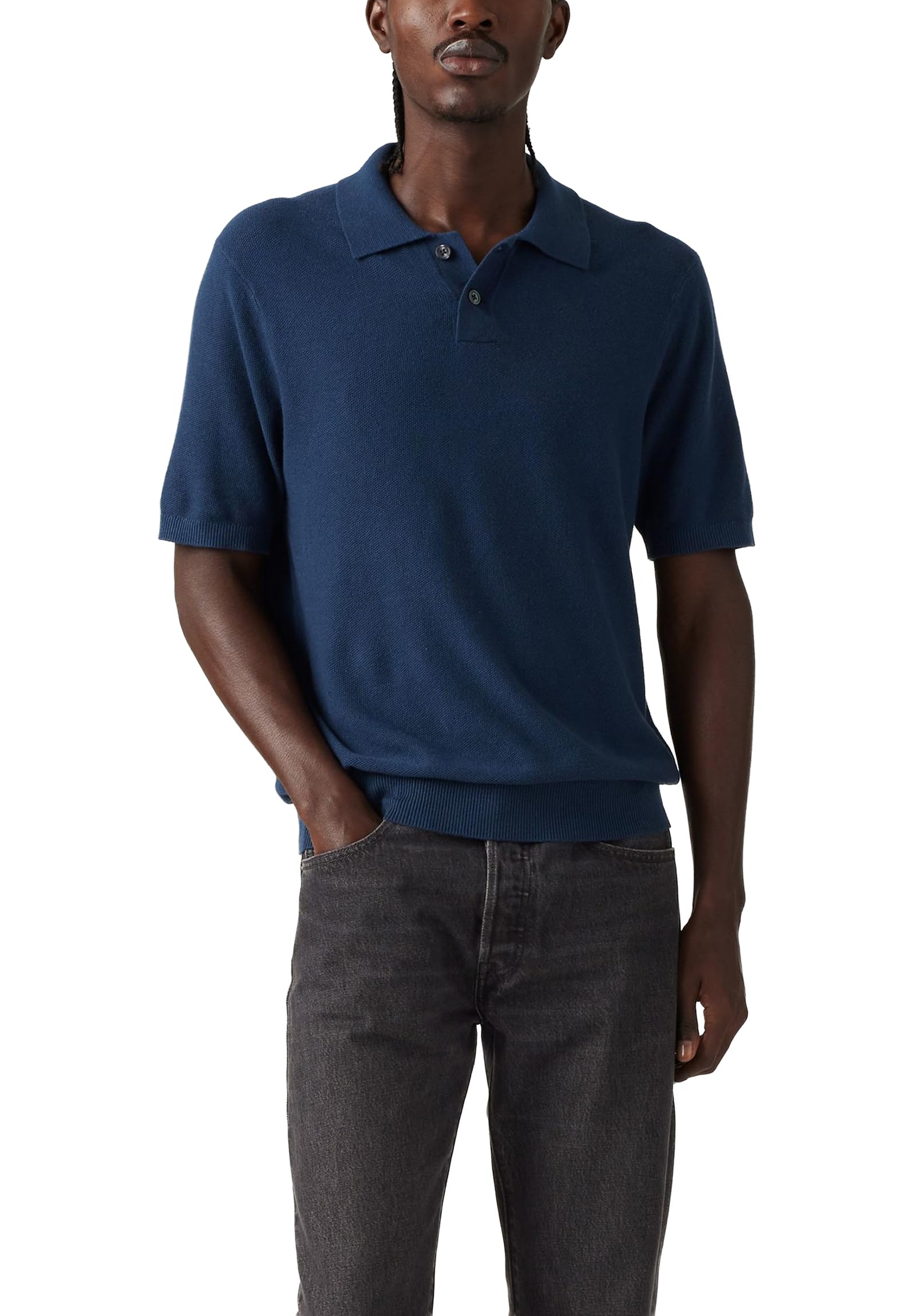 – Men's Sweater Cotton Linen Knit Polo