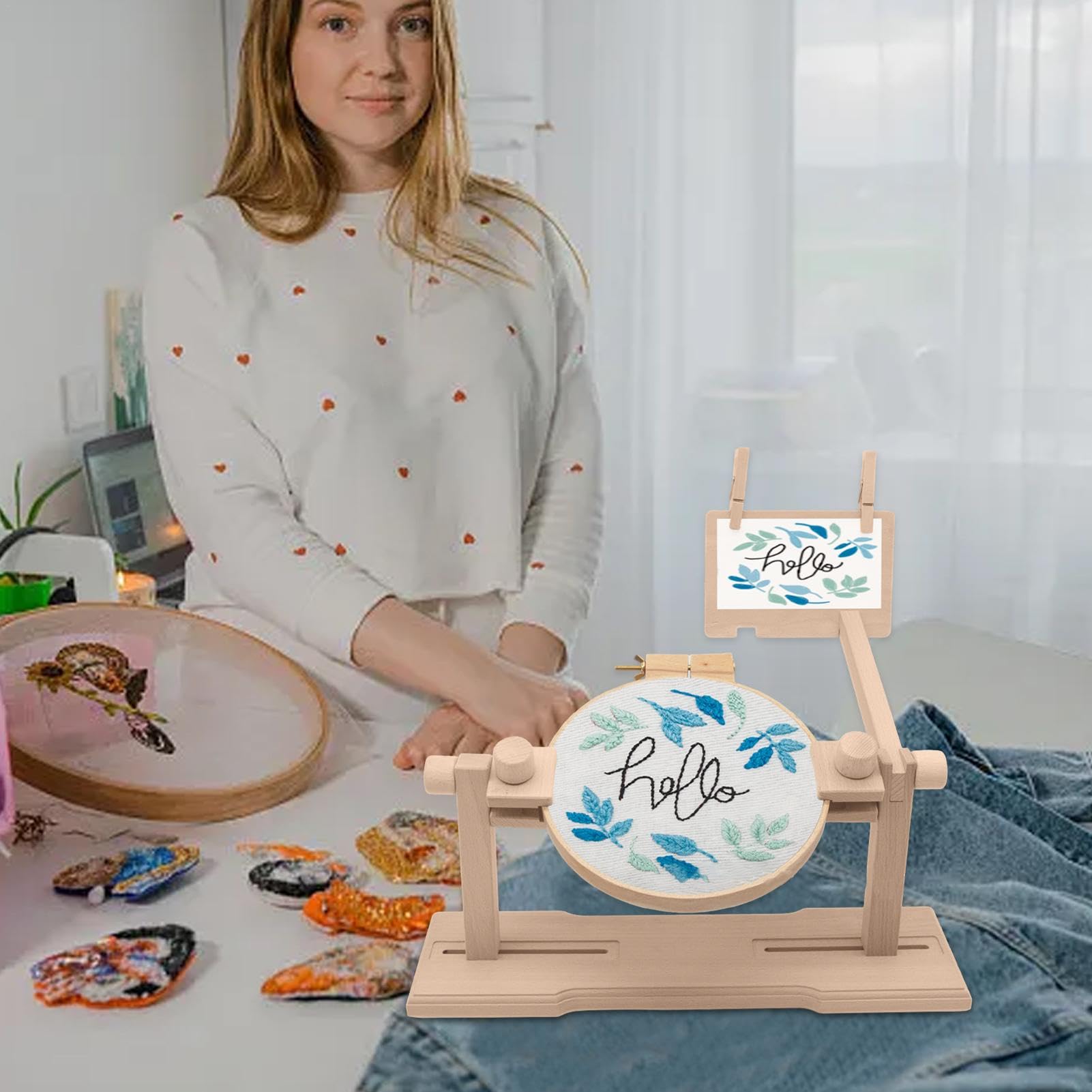Soporte de aro de bordado, soporte de costura ajustable para bordado