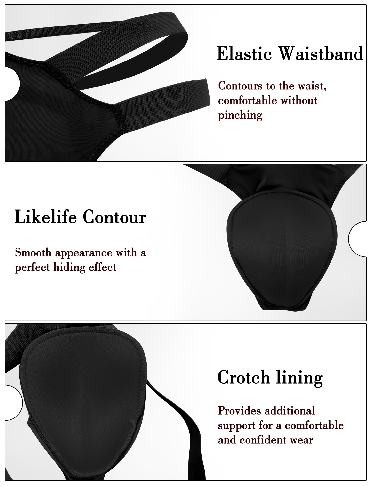 AIEOE Gaff Panty Crossdresser Nascondi Lettera Elastica Transgender Tanga Bandage Gaff Intimo M L