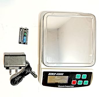 AccuWeigh SF 400 ( 10kg-1g ) Stainless Steel Top ( Battery & Charger operated ) kitchen Weighing Scale (Steel, Off white)