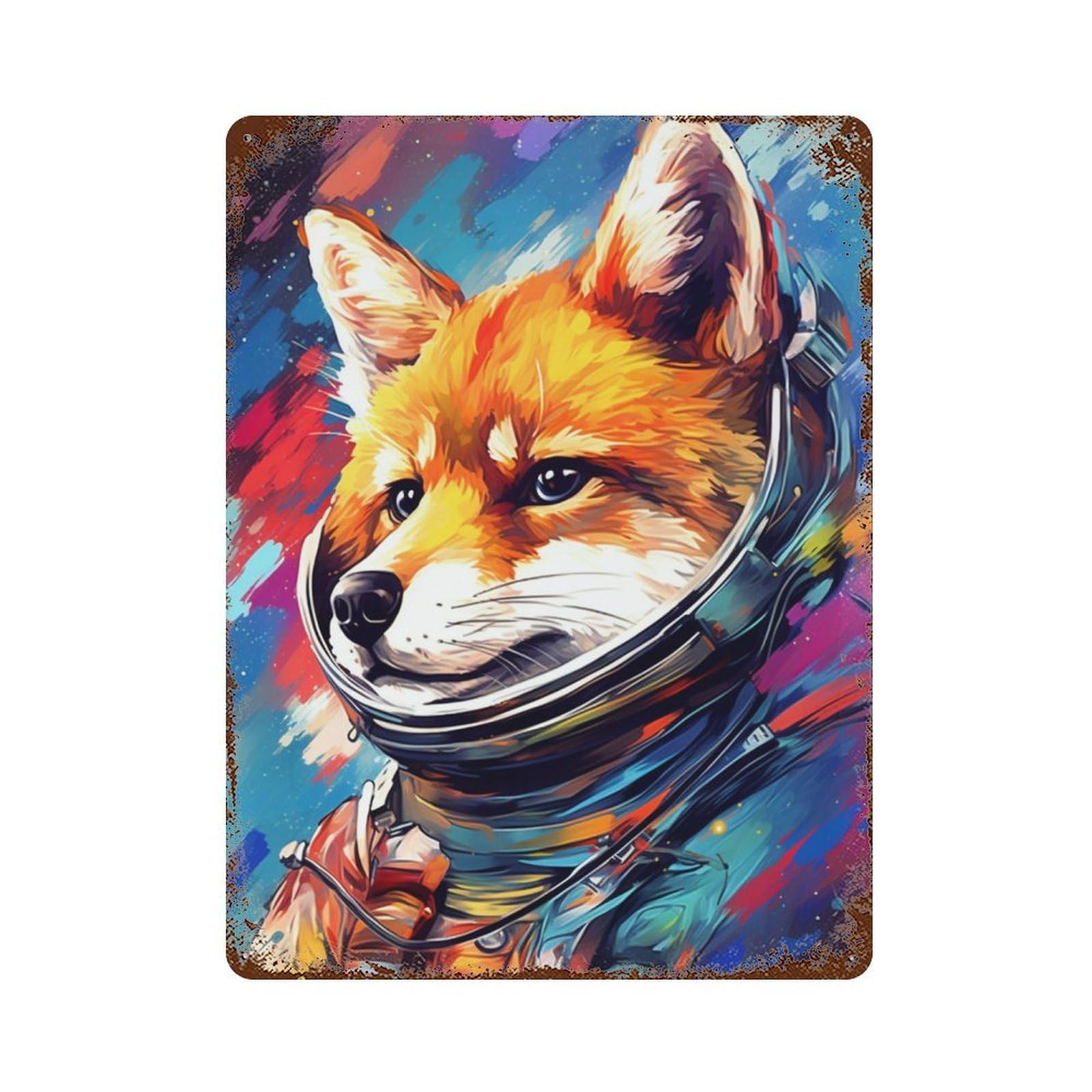 Cosmic Fox Explorer-13 Vintage Metal Tin Sign 15.7"x11.8", Ideal for Basement, Hobby Room And Garage Decor