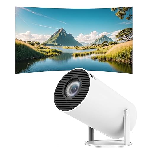 Mini Projector with 4K 1080 Support Portable Projector with 180° Rotation 130 inch Screen Movie Projector Auto Keystone Correction Compatible with Computer, Mobile Phone, Home Theatre Video Projector - milky white