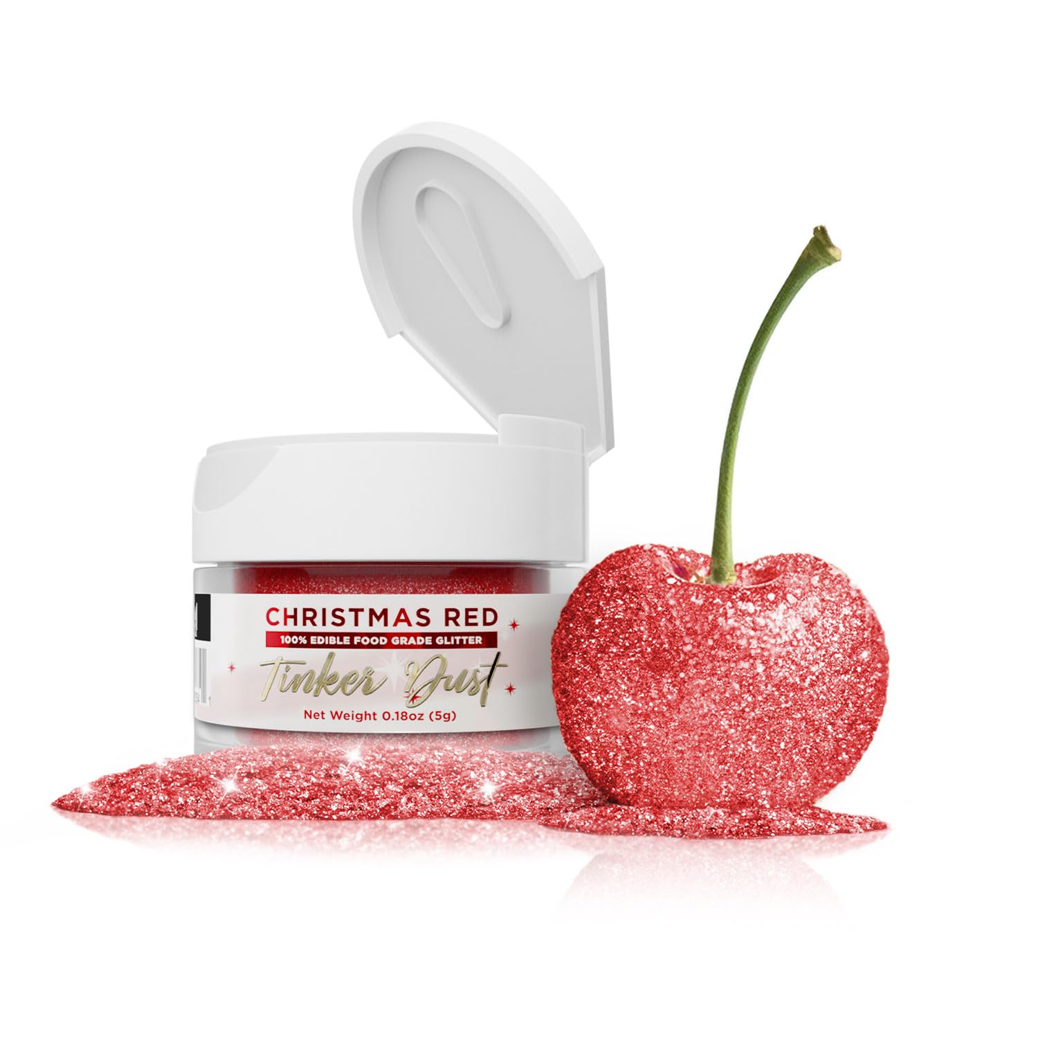Bakell Christmas Red Tinker Dust®, 5 Gram | KOSHER Certified | 100% Edible Glitter | Cakes, Cupcakes, Cake Pops, Drinks, Glitter & Dusts (Christmas Red)