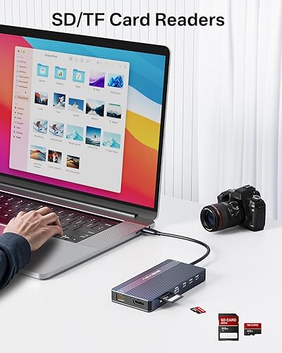 Miniatura 8 de Estación de acoplamiento USB C Hub 14-1 USB C, monitor doble, con 2 HDMI+DP (4K60Hz), Ethernet, 3 USBC 10Gbps, 100W PD, SD/TF 3.0, audio, estación