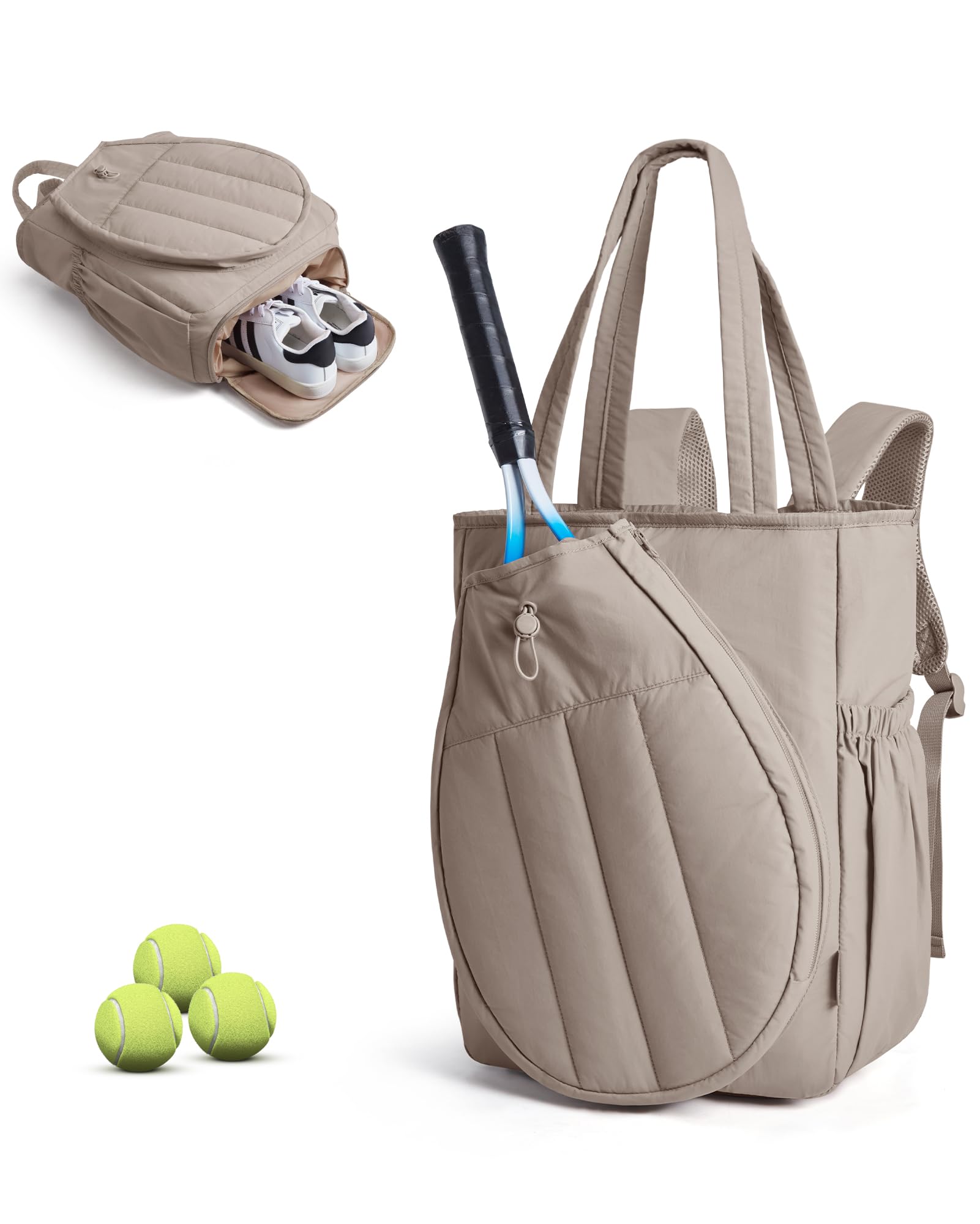 BAGSMART Tennis Gym Bag for Women, Quilted Pickleball 15.6" Laptop Backpack