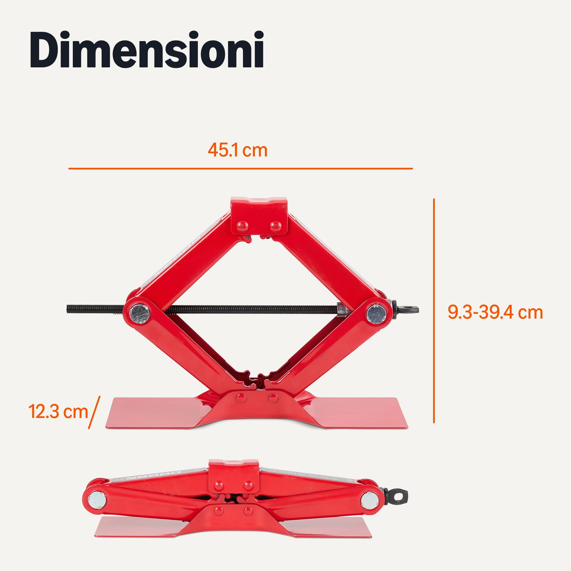 Amazon Basics Forbice e Presa Portatile per Auto, Capacità fino a 1,65 Tonnellate/1,5 Tonnellate Metriche/1,5 Tonnellate/1500 kg, Rosso - 5