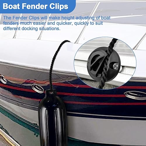 Miniatura 4 de Tacos de guardabarros de barco, para pistas de túnel de liberación rápida, ajustable, para guardabarros de barco, clipsperchas para cuerda de 14