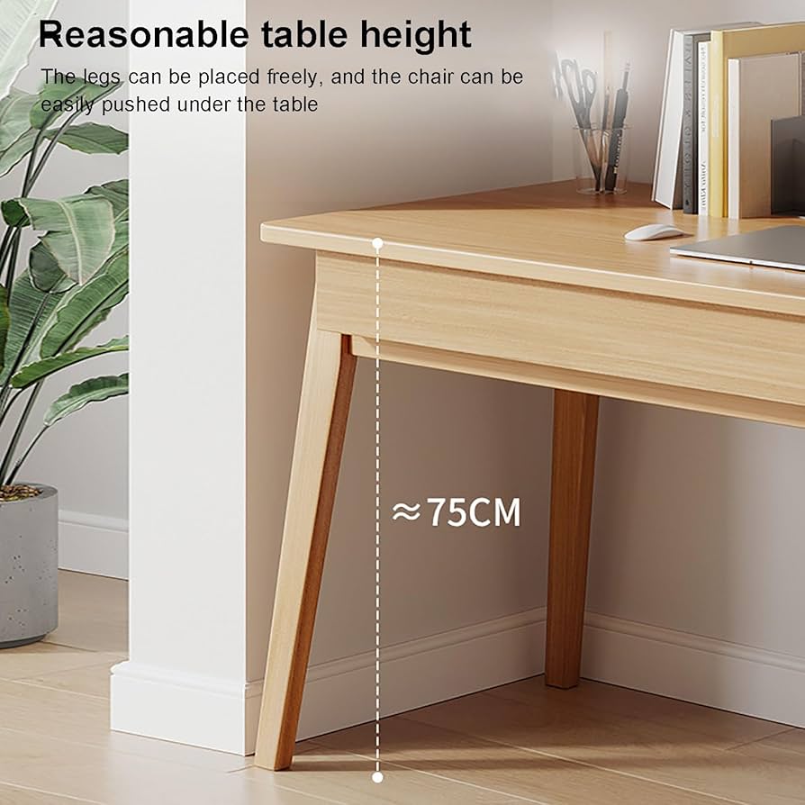 木目調のデスク 引き出し2つ付き RASIK 天然木 デスクシリーズ 2点セット デスクセット 〔 デスク