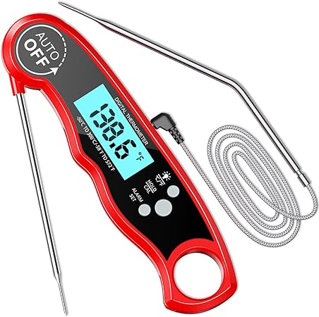 Review COMSOON Digital Meat Thermometer, Instant Read Cooking Thermometer with Dual Probe, Kitchen Food Thermometer with Alarm Setting, Backlight & Magnet for BBQ Grill Smoker Oven Oil Candy-Red Review COMSOON Digital Meat Thermometer, Instant Read Cooking Thermometer with Dual Probe, Kitchen Food Thermometer with Alarm Setting, Backlight & Magnet for BBQ Grill Smoker Oven Oil Candy-Red