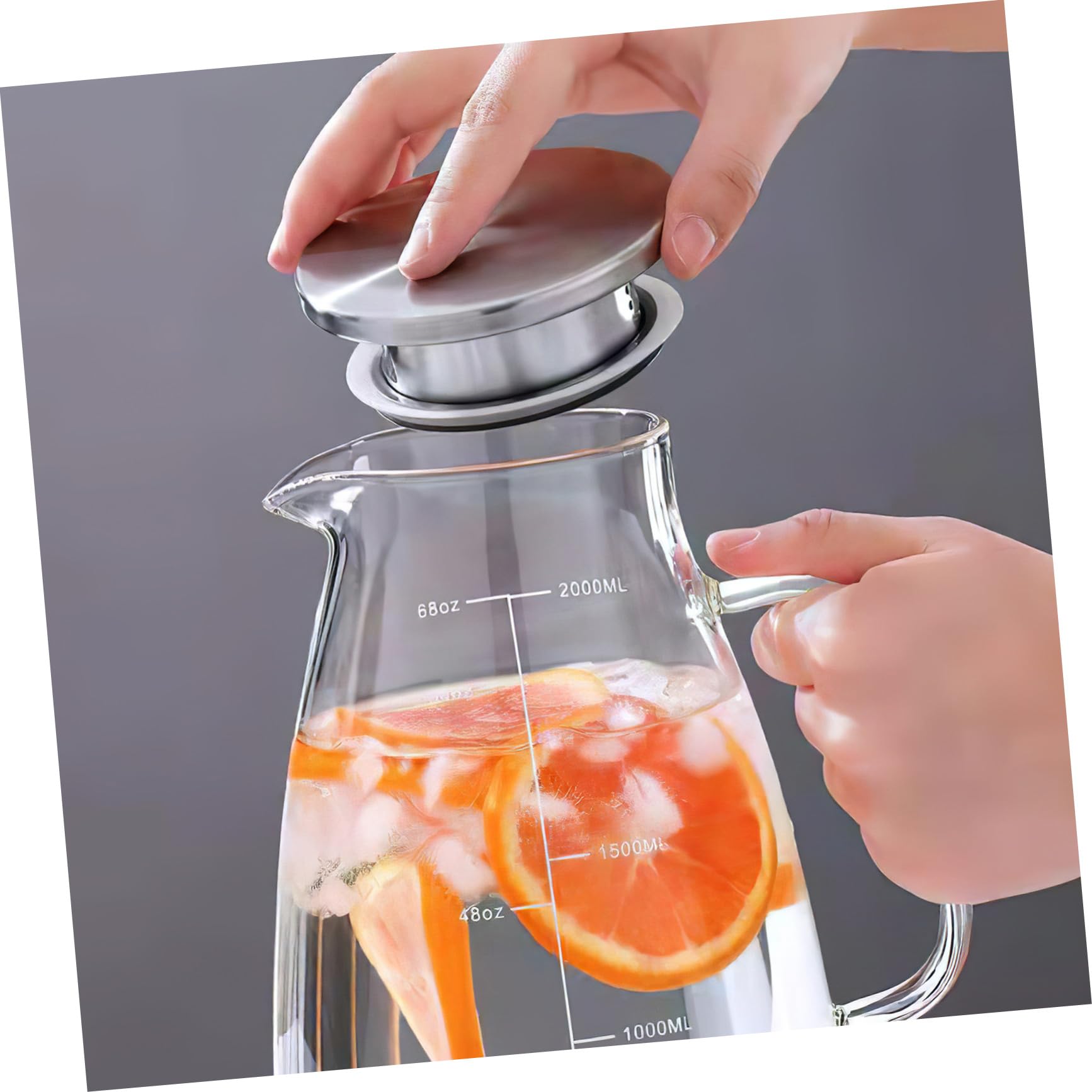 Ipetboom Jarra de Agua de Gran Capacidad Jarra de Vidrio Puerta del Refrigerador para Infusiones de Té Helado Dispensador de Agua para Fiestas