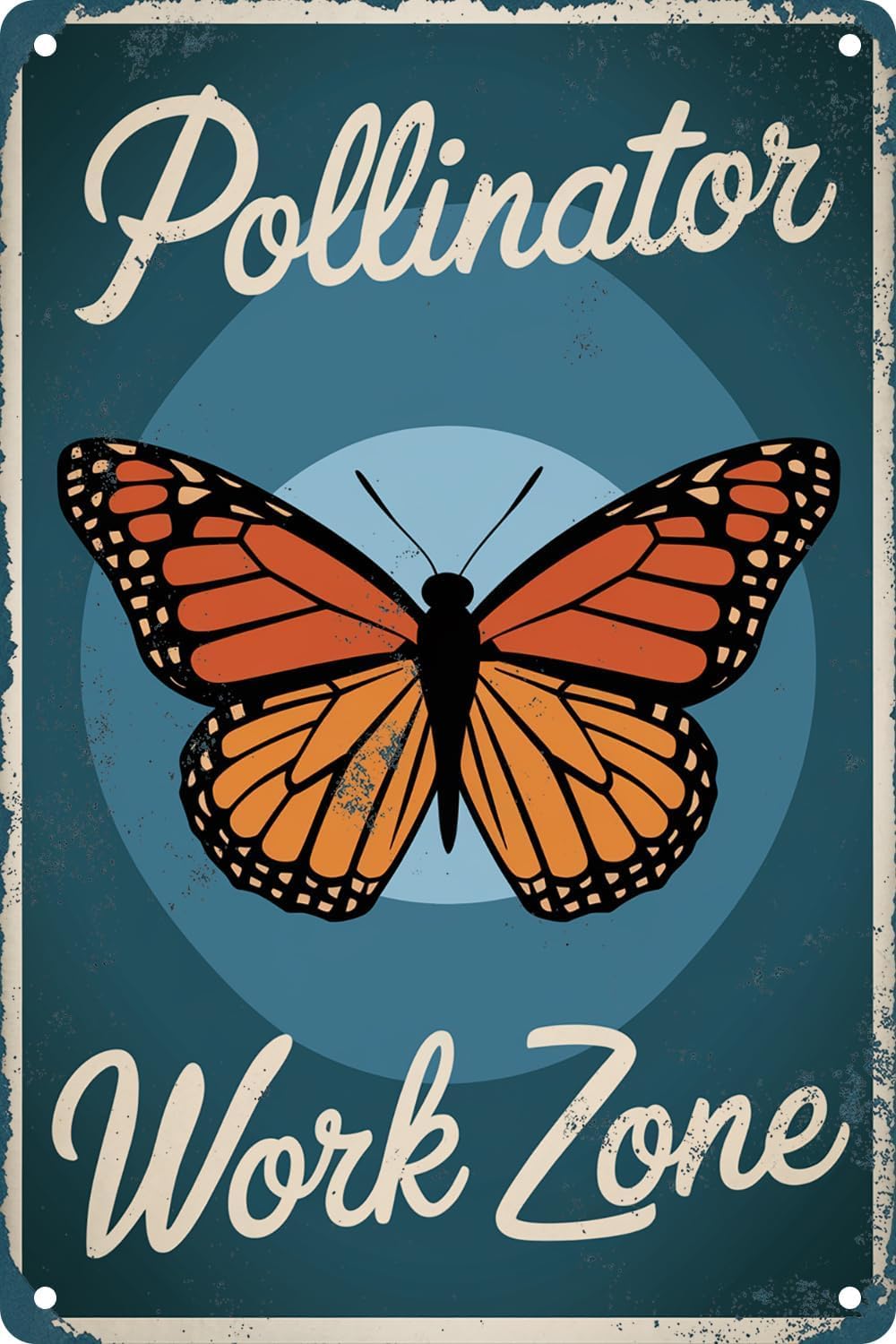 SMAZDFXX Metal Signs Pollinator Work Zone Sign Funny Garden Vintage Tin Sign Aluminum Sign Retro Wall Art Decor for Home Office Farmhouse Yard Garden Shop Cafe 8"x12"