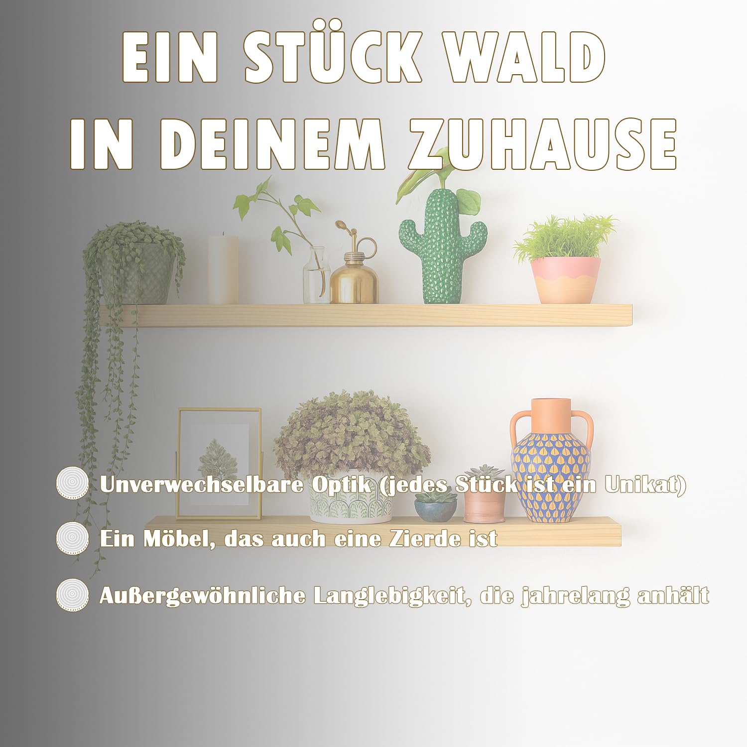 100x20x3,3 cm Massivholz Handgemacht Schweberegal - Wandregal Holz Einfach zu Montieren - Montagematerial im Lieferumfang - Belastbar und stabil Mahagoni