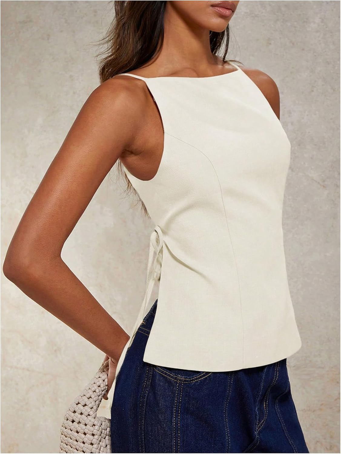 MakeMeChic Women's Going Out Tops Y2k Halter Tops Dressy Backless Top - Image 2