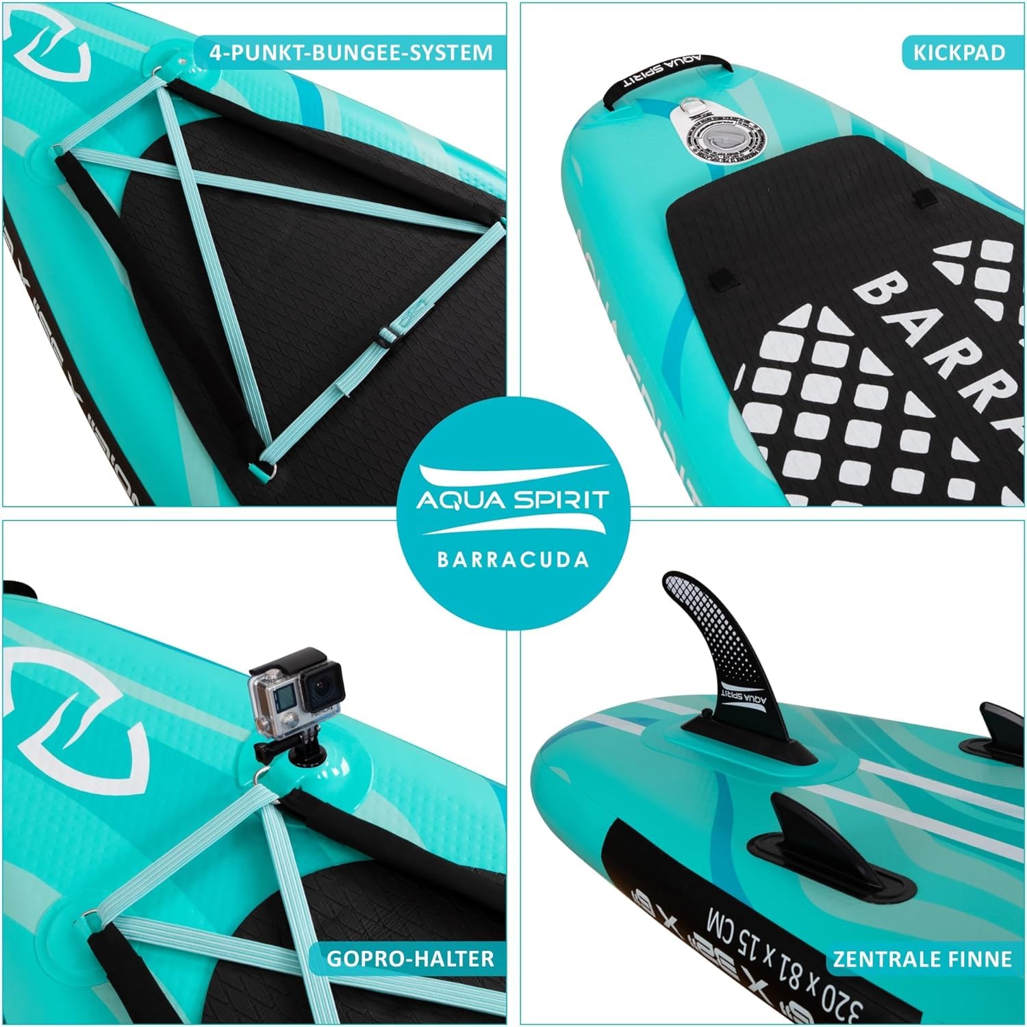 Aqua Spirit SUP Aufblasbares Stand-Up Paddle Board 2024 | 320x81x15cm | Kompletter Kajak-Umbausatz mit Paddel, Rucksack, Pumpe und weiterem Zubehör | Erwachsene Anfänger/Experten | 2 Jahre Garantie