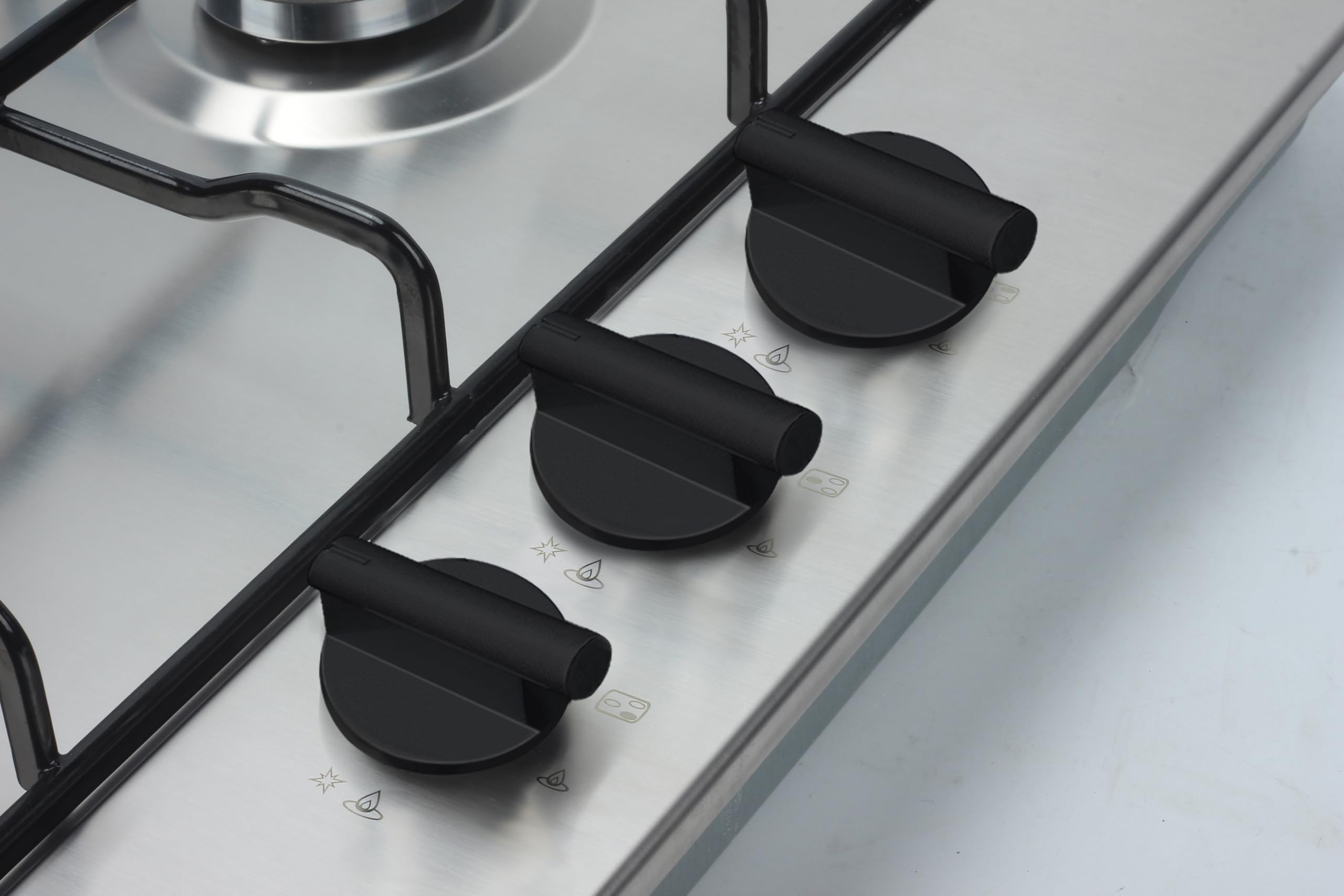 Vitrokitchen EN605LIB - Placa de Gas Butano 3 fuegos con encendido electrónico, acero inoxidable, seguridad Gas-Stop, 60cm