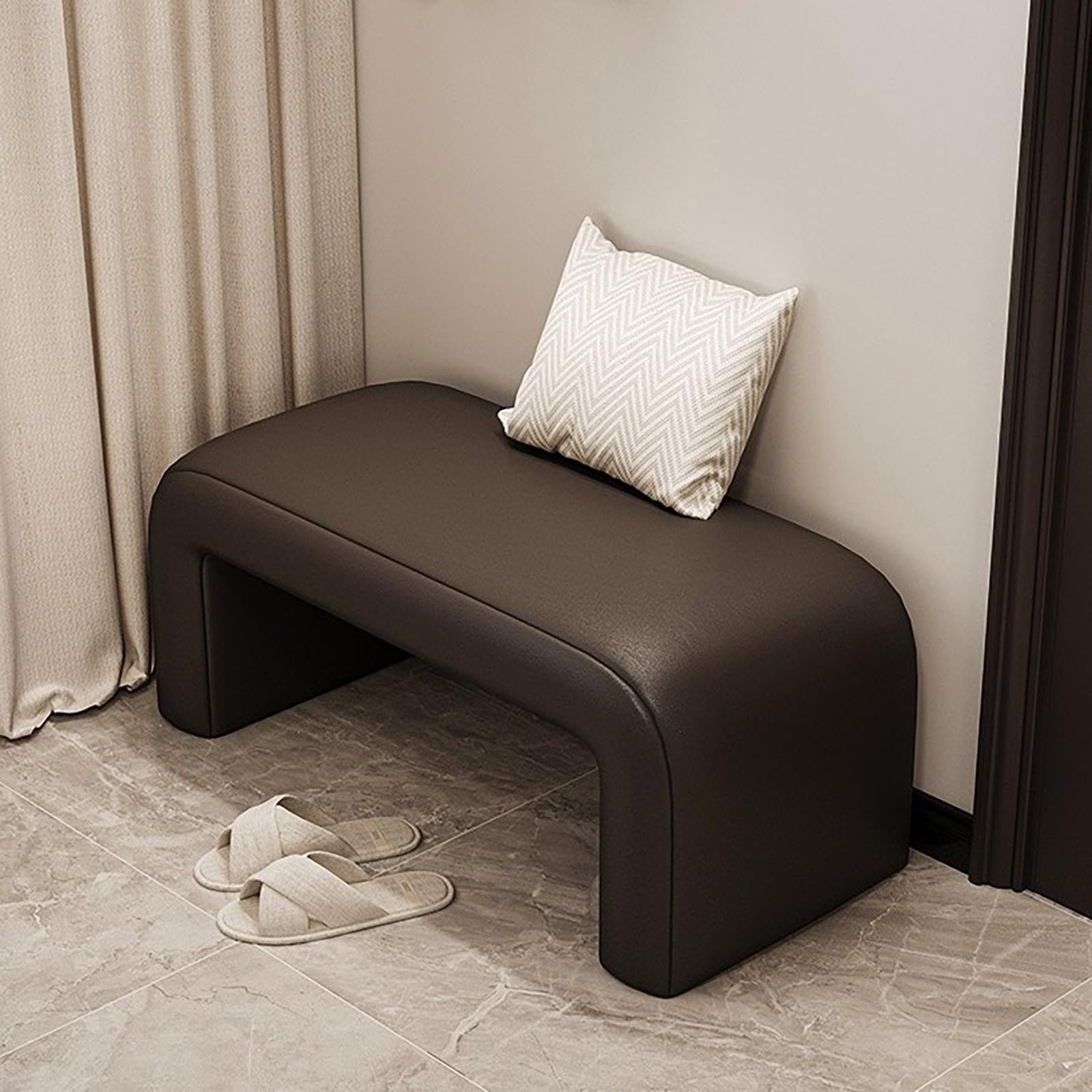 Banc de lit en cuir noir de 119cm pour optimiser l'espace du salon