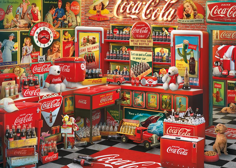 Amazon.com: Schmidt Spiele 59915 Coca Cola Nostalgia Shop Jigsaw