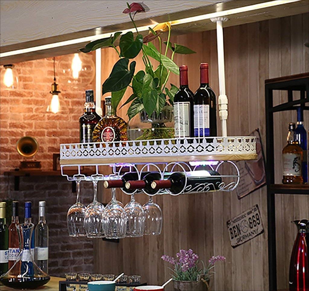 Mostrador de bar estante de vino retro de pared con madera y hierro