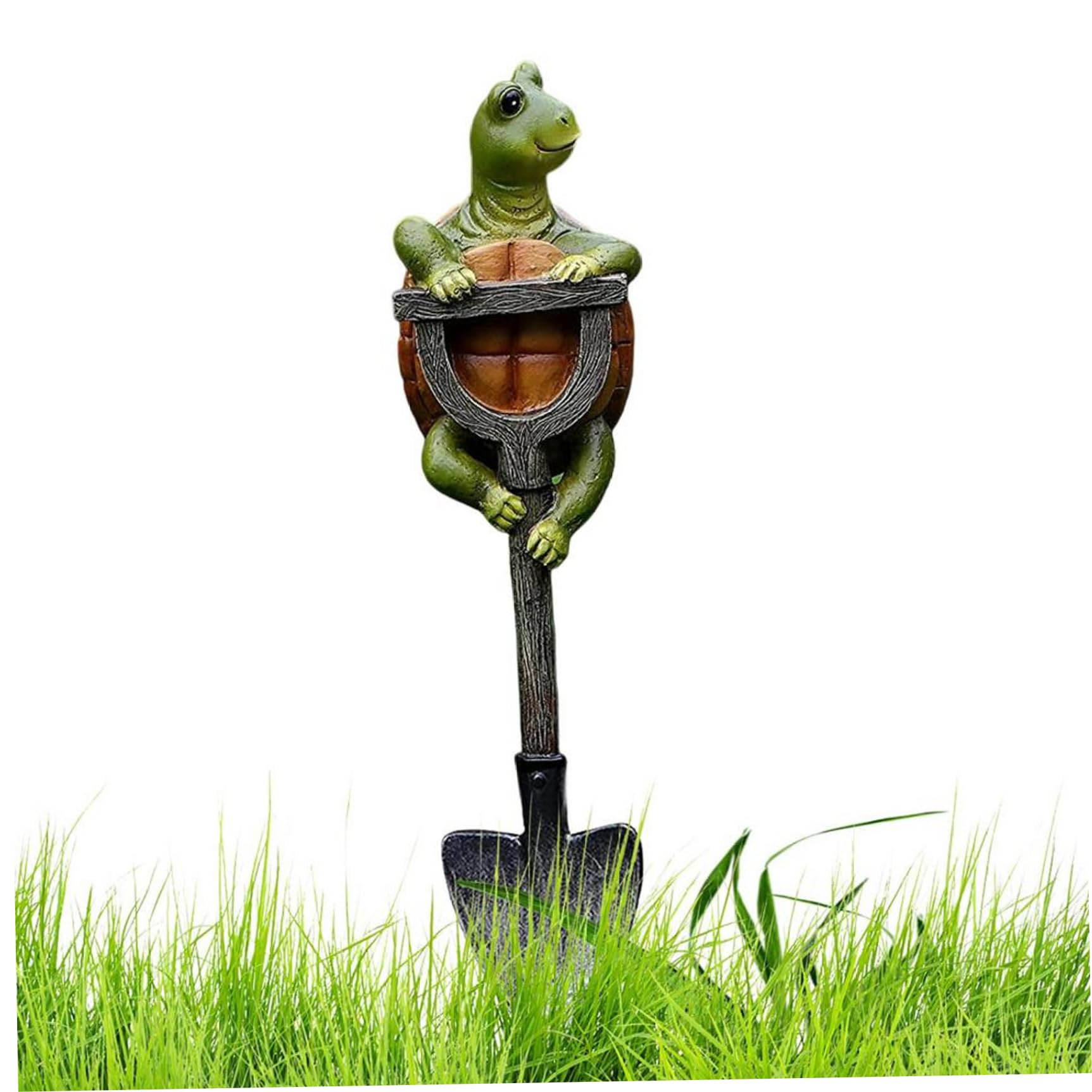 Hbbgdiy Garden Resin Statue with Shovel, Outdoor Resin Garden Figurines, Cute Lawn Ornament, Figurine Decoration for Yard, Patio and Outdoor Landscaping, Turtle